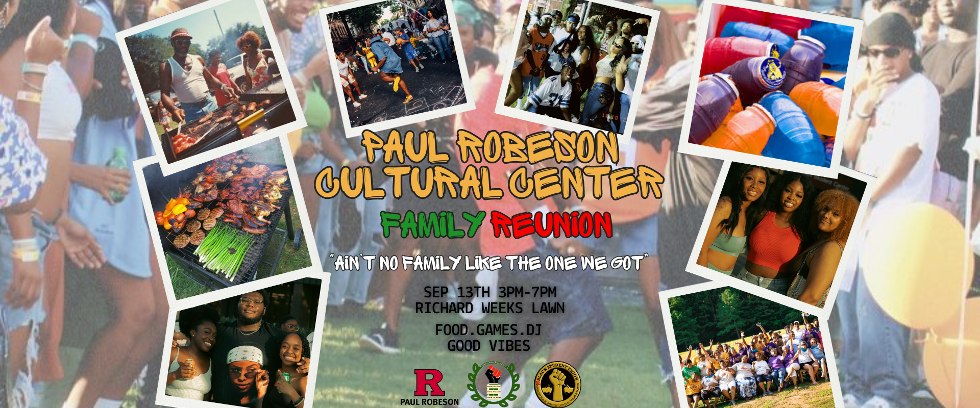 Black Student Social Photo Collage inviting everyone to PRCC Family Reunion BBQ on september 13th